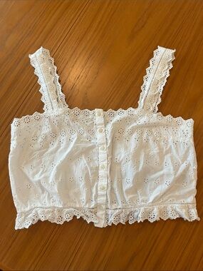 White Eyelet Lace Button-Front Camisole